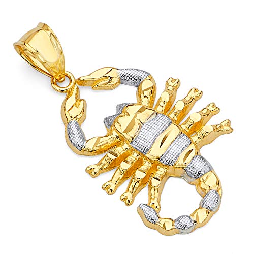 14k REAL Two Tone Gold Scorpion Charm Pendant