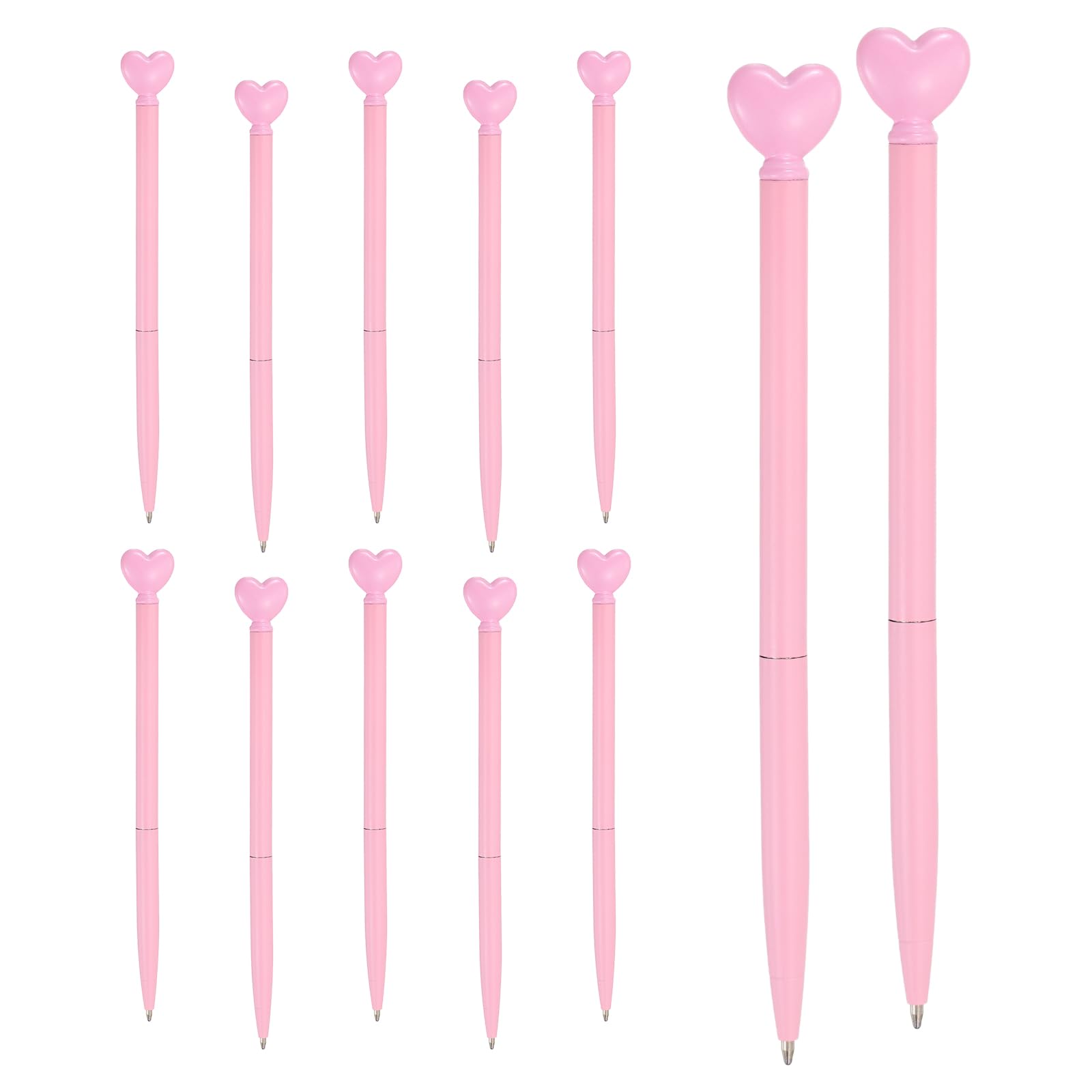 PATIKIL Heart Pens 1.0 mm Black Ink, 12 Pcs Metal Cute Pens Heart Ballpoint Retractable for Women Wedding Office Party Bridal Engagement Gifts Valentine's Day, Pink — image 1