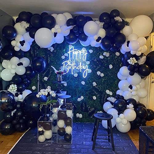 Image of Black Silver White Confetti Balloons Arch Kit, 120 PCS 12in 10in 5in Latex Balloons Garland Arches Kit for Birthday, Wedding, Anniversary, Celebrations Party Decoration
