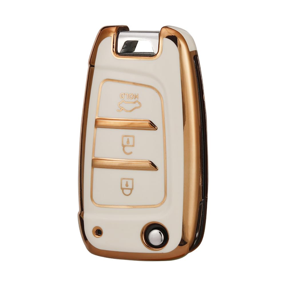 KUNIO Flip Key Fob Cover fit for Hyundai Kona i30 Tucson NX4 2019 2020 2021 2022 2018 2017 2016 key fob cover Key Cover TPU Car Key Protection Key Cover 3 Buttons A White