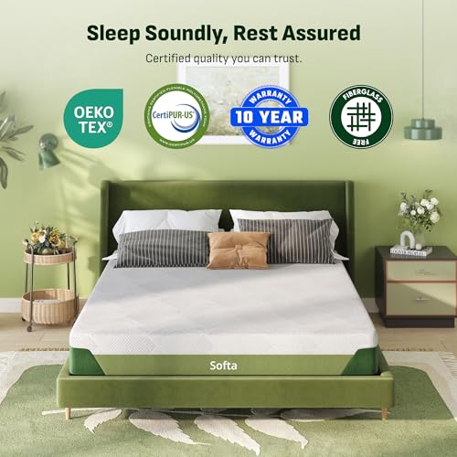 Image of Softa 8 inch Twin XL Cooling Gel Memory Foam Mattress, Viscose from Bamboo, Medium Firm, Certi-PUR & Oeko-TEX Certified, 10-Year Warranty, Green Tea Support Foam, Washable, Mattress in a Box