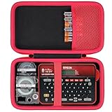  khanka Étui de voyage rigide de rechange pour étiqueteuse de clavier QWERTY portable LABELWORKS Epson LW-K200PX-RDB, étui uniquement (rouge noir)