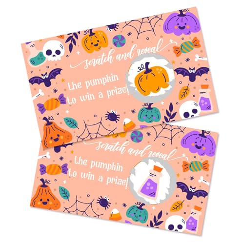 HJLLOQR Halloween Scratch Off Cards 50 Pack, Fun Spooky Party