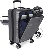 Mala de Viagem de Bordo 10kg Porta Notebook, Cadeado TSA, Policarbonato à Prova de Aeroportos - Polo King Cannes (Grafite, Bordo)