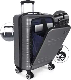 Mala de Viagem de Bordo 10kg Porta Notebook, Cadeado TSA, Policarbonato à Prova de Aeroportos - Polo King Cannes (Grafite, Bordo)