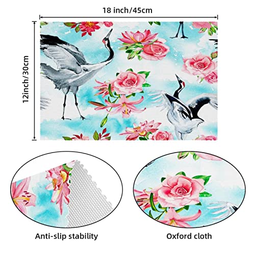 Sets de table en tissu Oxford fleuri protège table lavable résistant - 5