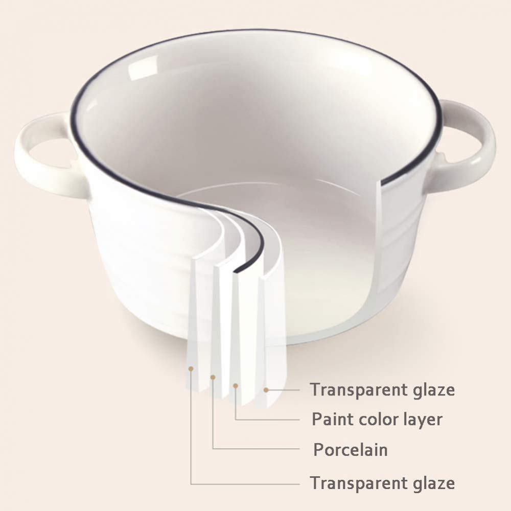 美品✨  ホワイトフルーティッド皿22 ＆17cm Amazon.co.jp: 白いセラミックココットポット皿、蓋付きの