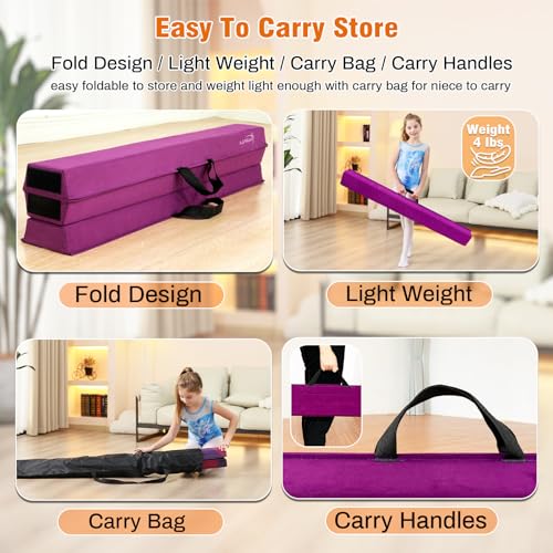 Image of Marfula 6 FT / 8 FT / 9 FT Folding Gymnastics Beam Foam Balance Floor Beam