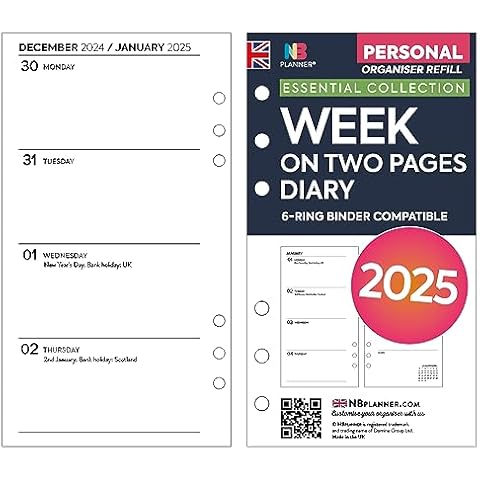 NBplanner 2025 Personal Size Diary Refill Cover