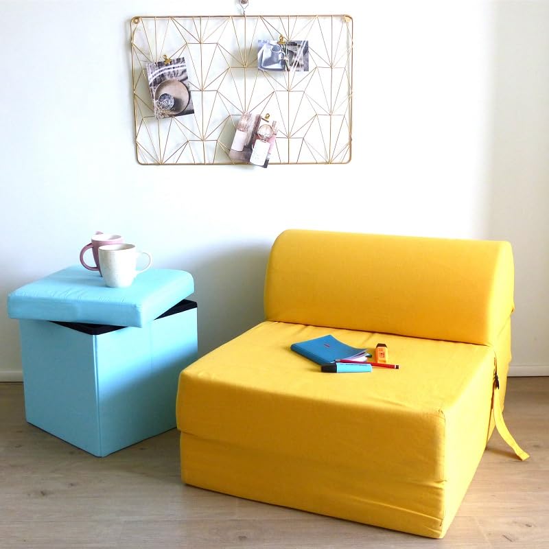 COTTON WOOD Chauffeuse Convertible 1 Place Coton - Jaune Moutarde