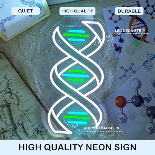 Image of Horseneon DNA Classroom Neon Sign Science Educational LED Wall Decor for Biology Labs, Teacher Gifts & Student Study Areas, USB-Powered with Adjustable Brightness