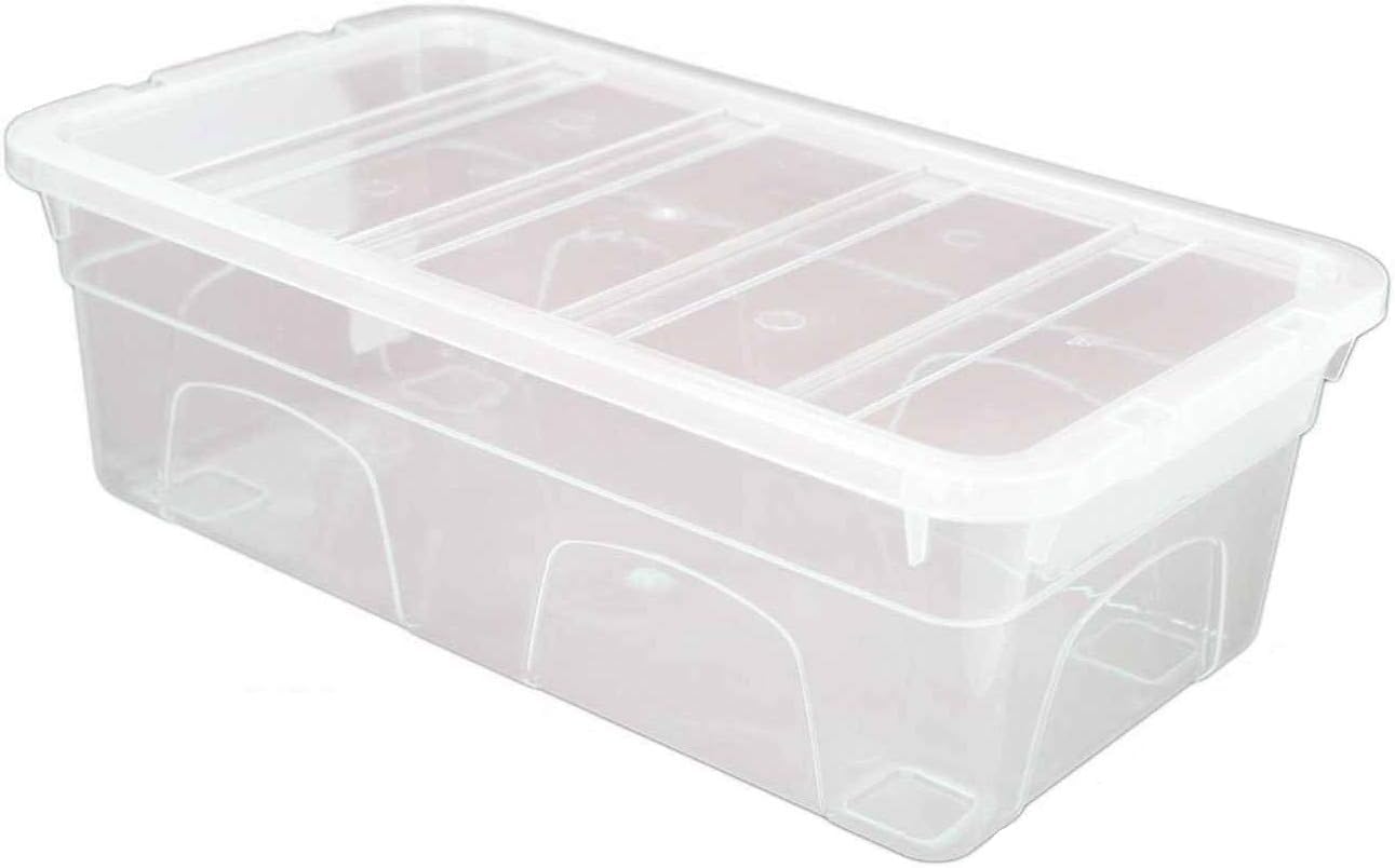 HOMION Clear Plastic Storage Box Boxes With Lids Home Office Stackable Transparent Plastic Boxes, Size 5,11,24,28,35,45 Litre UK MADE British (1, 5L / 33cm)