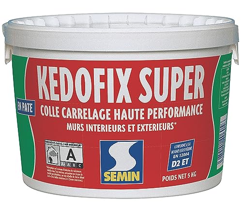 Colle pour Carrelage Haute Performance Kedofix Semin, Prêt à l'emploi, Intérieur/extérieur, seau de 5 kg