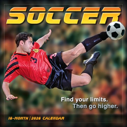 Soccer 2026 Wall Calendar, 12-Months Sports Calendar, 12' x 12', Monthly 2026 Wall Planner with Large Grids...