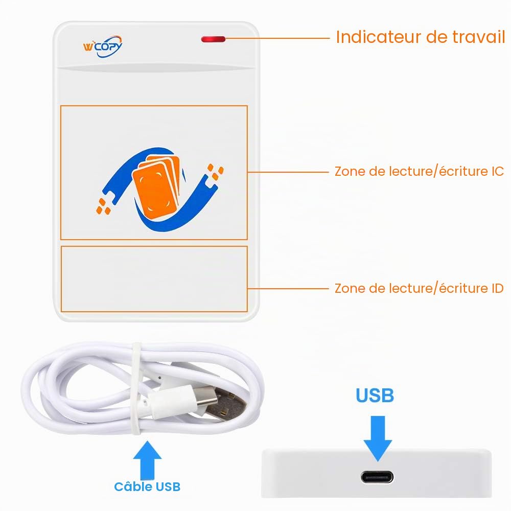 Lecteur de carte RFID, enregistreur, copieur, duplicateur, fonctionne sur Windows, support de décodage de carte IC, puce NFC, bracelet RFID, logiciel Plug and Play
