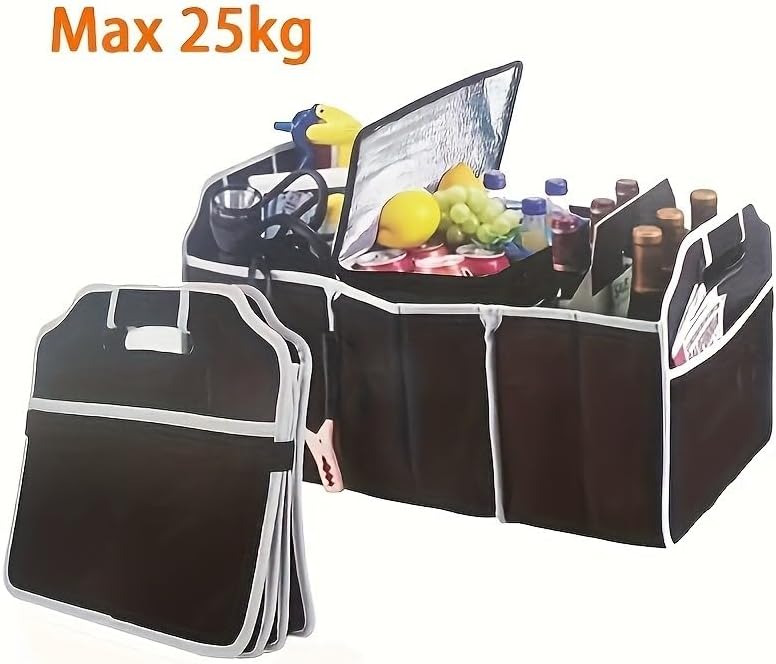 Miniatura 5 de Organizador de maletero de automóvil, bolsa de almacenamiento plegable portátil con 3 compartimentos, almacenamiento de carga impermeable para SUV,