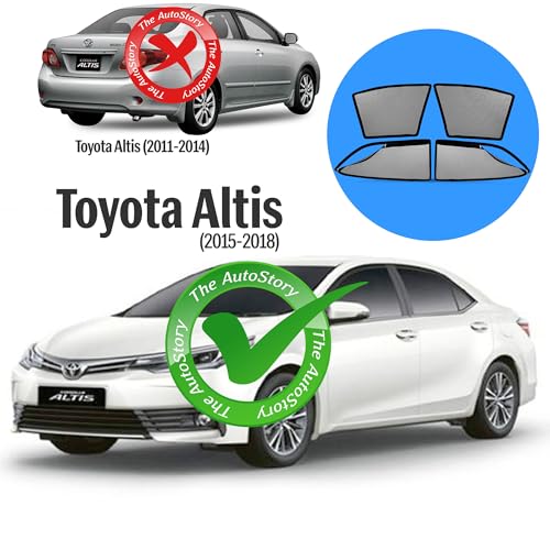 Image of AutoStory Magnetic Car Sunshade for Altis 2017 Onwards | Front Half Cut for Mirror Visibility + Rear Full Coverage with Zipper | Heavy Heat & UV Protection | Privacy Side Window Curtains Shades