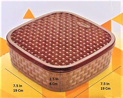 Image of Oblivion Kitchen Airtight Section Storage Container - 6 & 4 Compartment Masala Organizer Box with Spoons for Spices Condiments Seasonings - Square & Round Kitchen Storage Dabba Jar Set (Pack of 2)