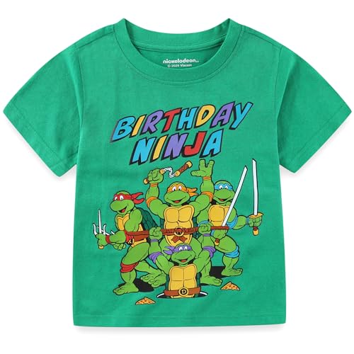 Nickelodeon Teenage Mutant Ninja Turtles Birthday Boys Short Sleeve T-Shirt for Big Kids Green