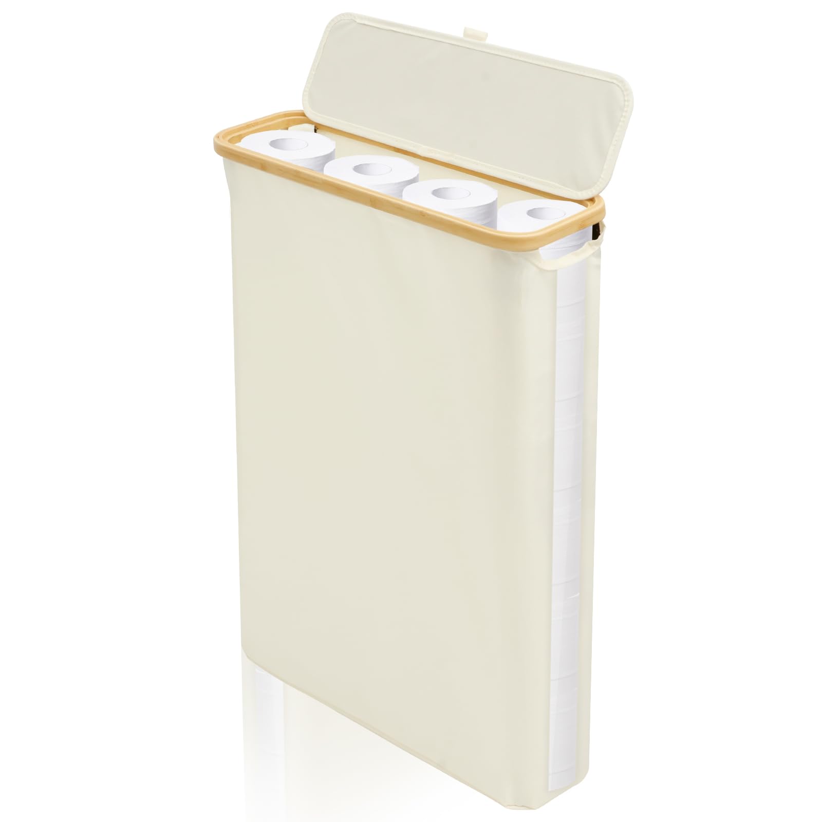 Kosz do przechowywania papieru toaletowego, 40 l, pojemnik do przechowywania z pokrywką, z oknem bocznym, pyłoszczelny kosz na papier toaletowy, 24 standardowe rolki do łazienki, gospodarstwa domowego