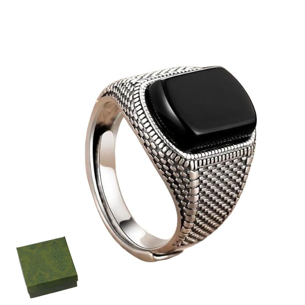 himka Anillo De Sello Cuadrado, Anillo Personalizado Retro Desgastado Con Tamaño Ajustable, Anillos De Sello Vintage De Acero Inoxidable Para Hombres, Regalos De Joyería Para Hombres, Papá Y Padre