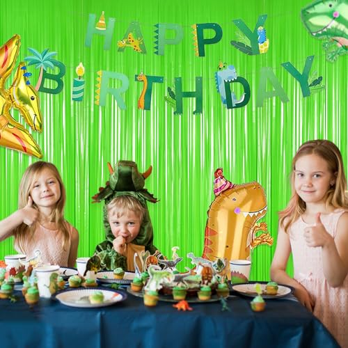 MALANKU 2PCS Lime Green Streamers Party Decorations - 3.3ft x 8.2ft Green Streamer Backdrop for Birthdays St Patrick Jungle Dinosaur Golf Soccer Pickleball Pickle Parties - image 6