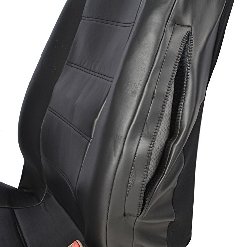 Motor Trend Gift Pack - Premium Leatherette Car Seat Covers & Thick Fatrug Floor Mats - 13 Piece Set - Classic Black #TOP7