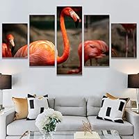 SIGNWIN 5 Panel Canvas Wall Art Birds Closeup Multicolor Photography Realism Relax/Calm Romantics for Home Decorations Ready to Hang - 60