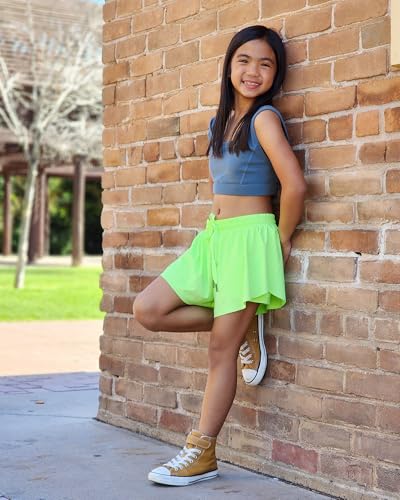 Image of Stelle Girls Flowy Shorts with Pockets Athletic Running Skirt High Waist Butterfly 2 in 1 Sports Short 5-16 Years