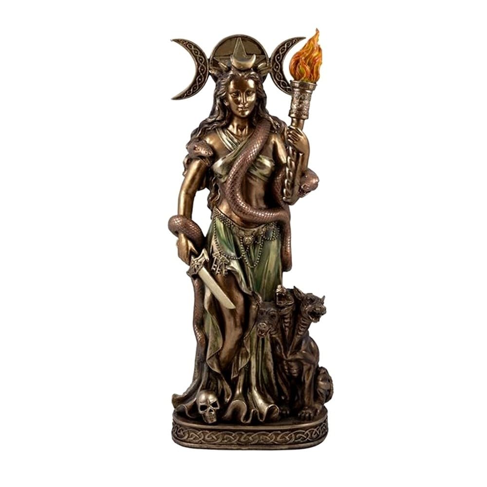 Hekate Figura 40 cm. guardiana de la Noche Imagen Resina Color Bronce Dios brujos y hechiceros