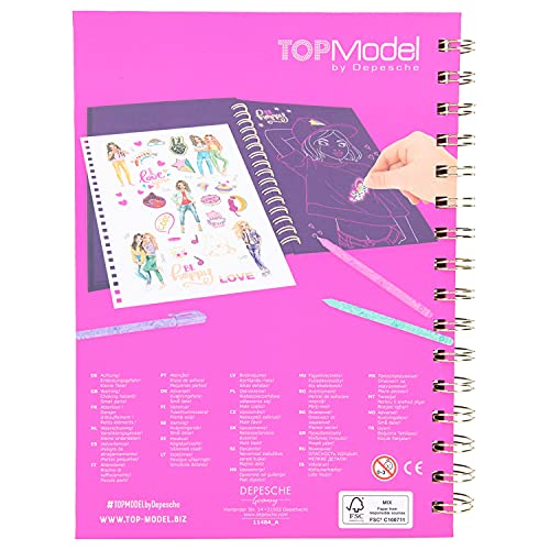 Depesche 11484 TOPModel - Neon Doodle Malbuch-Set, Ausmal-Buch mit 30 Seiten dunklem Papier und Neon-Outlines, inkl… – Bild 8