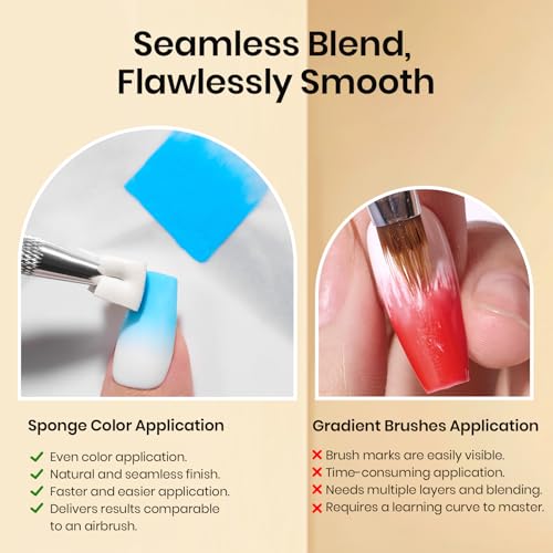 Image of Beetles 150Pcs Soft Nail Sponges for Ombre, White Nail Sponge with Grabbing Pen, Blooming Nails Art Brushes, Gradient Manicure DIY Tools, Professional Accessories Supplies for Home and Salon Use