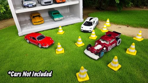 Miniature Traffic Cones, Yellow with White Strips, Stackable, Pack of 10, Mini Size - Image 2 thumbnail