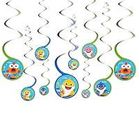 Amscan Baby Shark Spiral Swirl Decorations Value Pack (Pack of 12)
