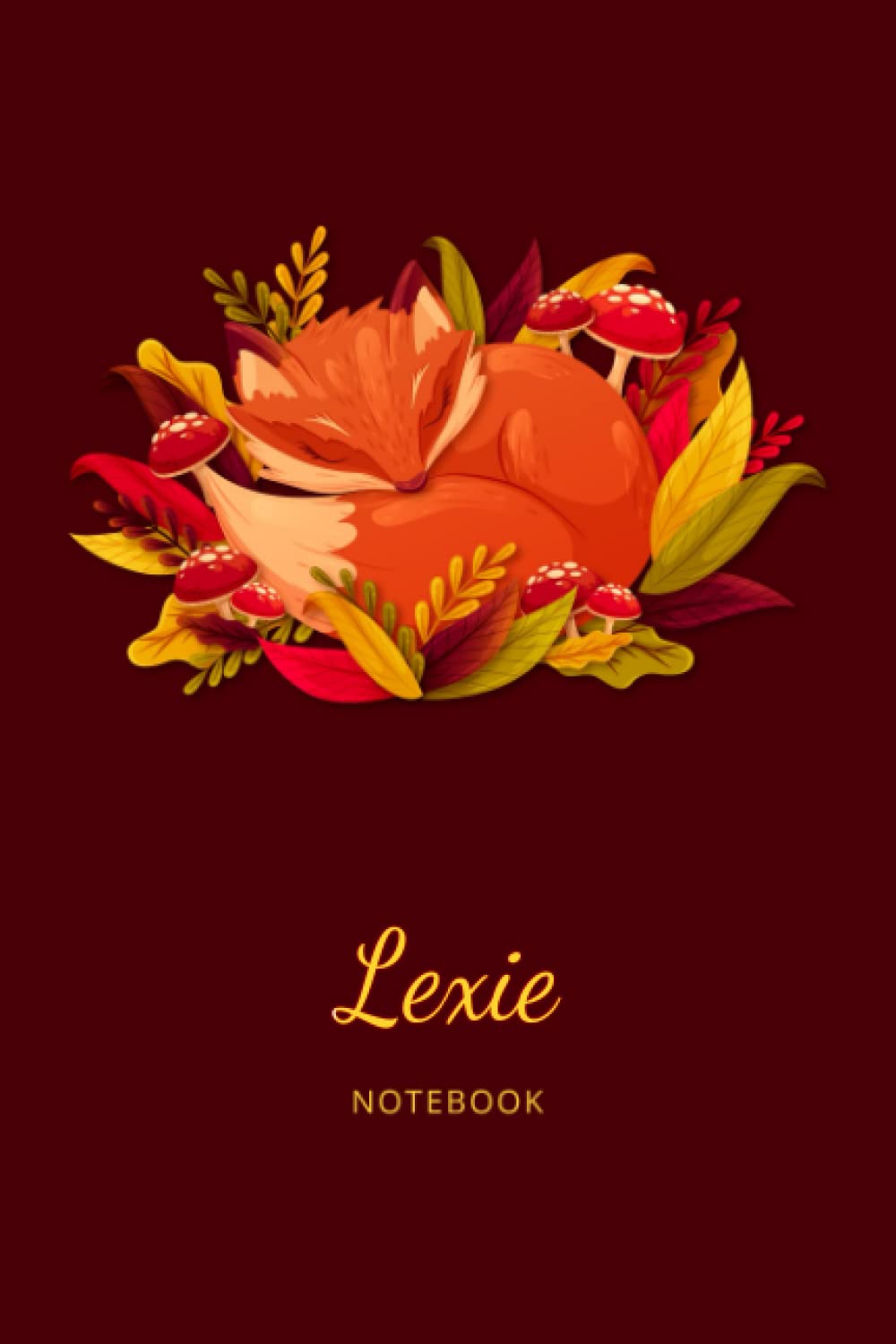 Lexie:Personalised Fox Name Notebook for Women Girls: Custom Name Journal for Girsl Sleeping Fox Notebook with Red Cover Autumn Leaves, Blank Lined ... size 6x9, Happ Birth Day Gift for Girls Women Paperback – 18 April 2022