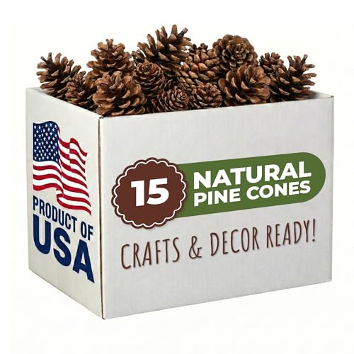 Tumbler Home Pine Cones for Decorating, 15pcs Loblolly Pinecones 2' -...