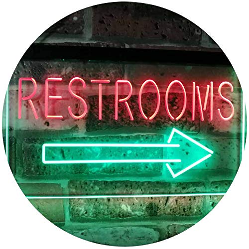 ADVPRO Restroom Arrow Point to Right Toilet Dual Color LED Neon Sign Green & Red 400 x 300mm st6s43-m2049-gr — image 1