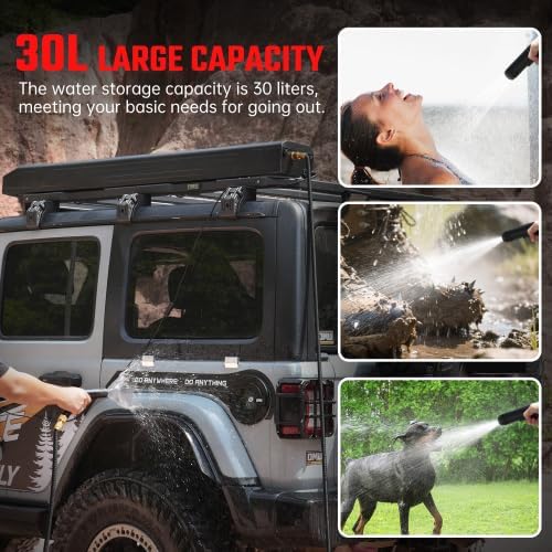 Outdoor Water Storage Tank for Car Roof, 10 Gallon Portable Car-Mounted Tank with Spigot & Air Vent, Heavy Duty Camping Shower Tank for SUV, Truck, RV – Ideal for Outdoor Bathing, Camping, and Hiking
