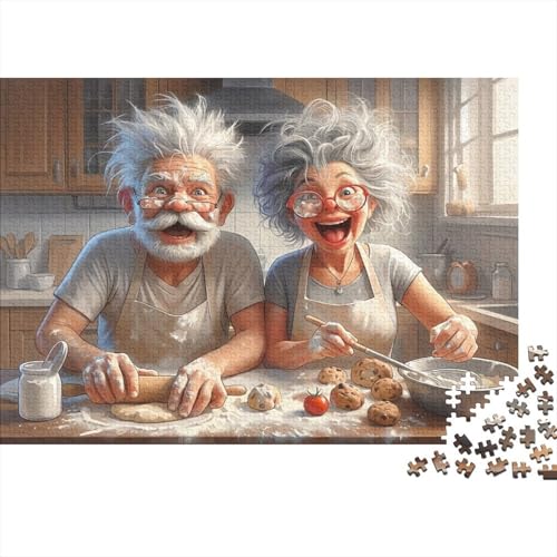 Puzzle de 1000 piezas de cocina para relajarse en familia con un diseño de pareja mayor