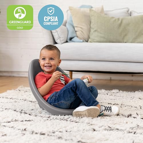 Image of ECR4Kids Plastic Leaf Scoop Floor Rocker Seat, Classroom Furniture, Grey, 6-Piece