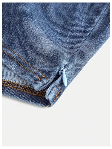 Verdusa Girl's Y2K Bow Denim Halter Top Backless Sleeveless Asymmetrical Crop Tops4