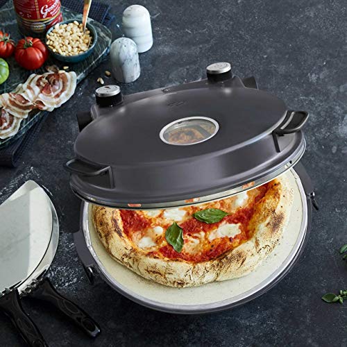 Pizzaoven Peppo 1200W, pizza maker, mini-oven elektrisch, 350 °C, incl. emaille koekenpan en 2 pizzascheppen - Antraciet - Image 6