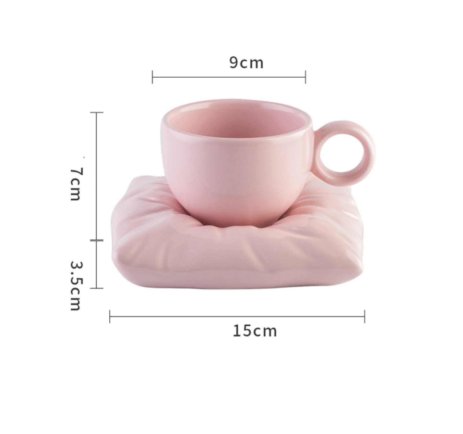Tazza da caffè in ceramica Tazza con cuscino rosa con piattino Tazza da tè Tazza da caffè in ceramica Tazza Regalo per ufficio e casa