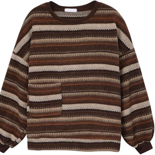 LRF Crew Neck Sweater Knit Sweater Striped Sweater Fall Sweaters Casual Sweater Vintage Sweater Trendy Sweater4