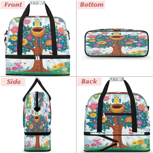 Bolsa de viaje plegable y resistente de 47L con compartimento para ropa húmeda 3