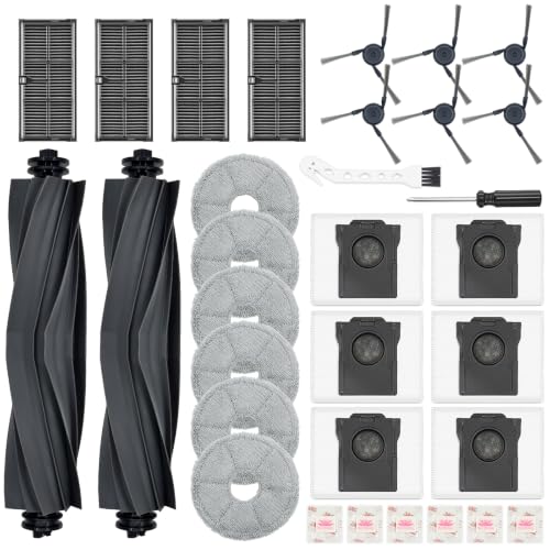Bpbdzz 32 Stück Zubehör für Dreame L10s Ultra Gen 3/X40 Ultra Complete/X40 Master für Mova P50 Pro/P10 2 Hauptbürsten 4 Filter 6 Wischpads 6 Seitenbürsten 6 Staubbeutel