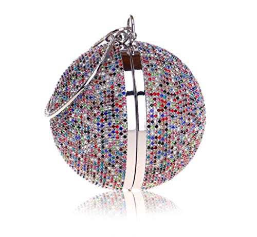 Image of Ball Shape Clutch Purse Party Handbag Rhinestone Ring Handle Evening Bag