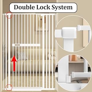 WAOWAO-7086-Extra-Tall-Cat-Pet-Gate-2992-6142-Wide-Pressure-Mounted-Walk-Through-Swing-Auto-Close-Safety-White-Metal-Baby-Toddler-Kids-Child-Dog-Pet-Puppy-Cat-for-Indoor-StairsDoorways - Cucciolini Doodles   WAOWAO-7086-Extra-Tall-Cat-Pet-Gate-2992-6142-Wide-Pressure-Mounted-Walk-Through-Swing-Auto-Close-Safety-White-Metal-Baby-Toddler-Kids-Child-Dog-Pet-Puppy-Cat-for-Indoor-StairsDoorways