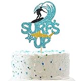 INNORU Surf's Up Cake Topper - Summer Beach Birthday Cake Decor - Surfing Sport Theme Hawaii Surfer Party Decorations, Blue Glitter