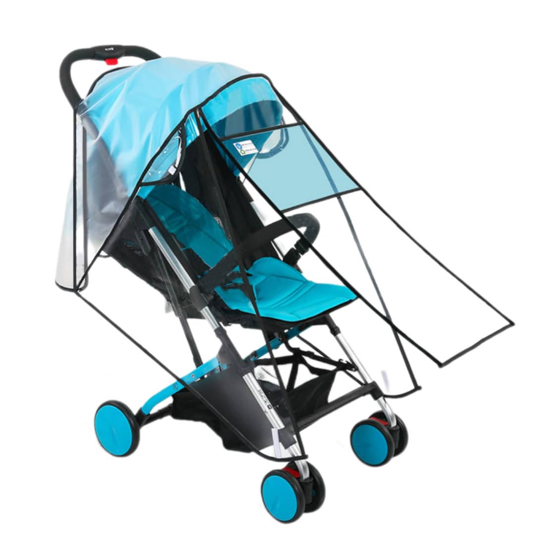 Universal Rain Cover Pushchair Stroller Large Raincover Buggy Pram with Zipper Waterproof Durable Transparent Baby Stroller Carrycots Weather Shield Fit Most Strollers (Double-Zip Window) - Image 2